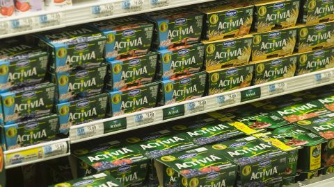 Containers of Dannon Activia yogurt are seen on a supermarket shelf in 2009.