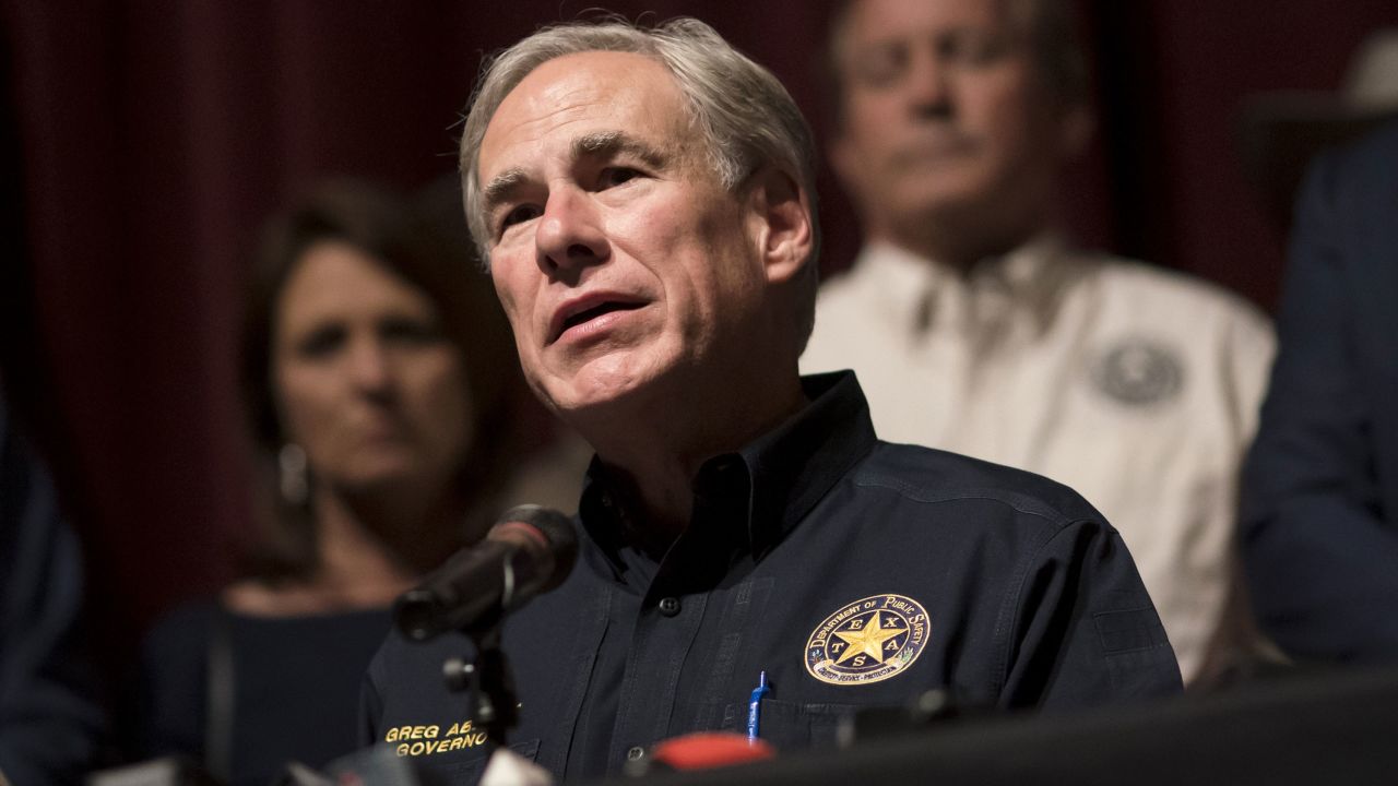 Texas Gov. Greg Abbott speaks at a news conference in Uvalde, Texas, on May 25, one day after a gunman killed 19 children and two teachers at Robb Elementary School. 