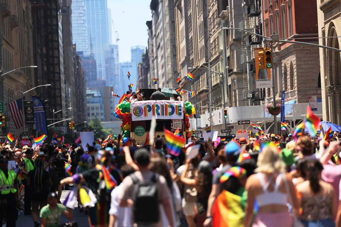 Revelers enjoy the 2022 Pride Parade in Manhattan.