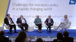 Federal Reserve Chairman Jerome Powell, second from right, spoke at a panel during the ECB Forum on Central Banking on June 29, 2022 in Sintra, Portugal.