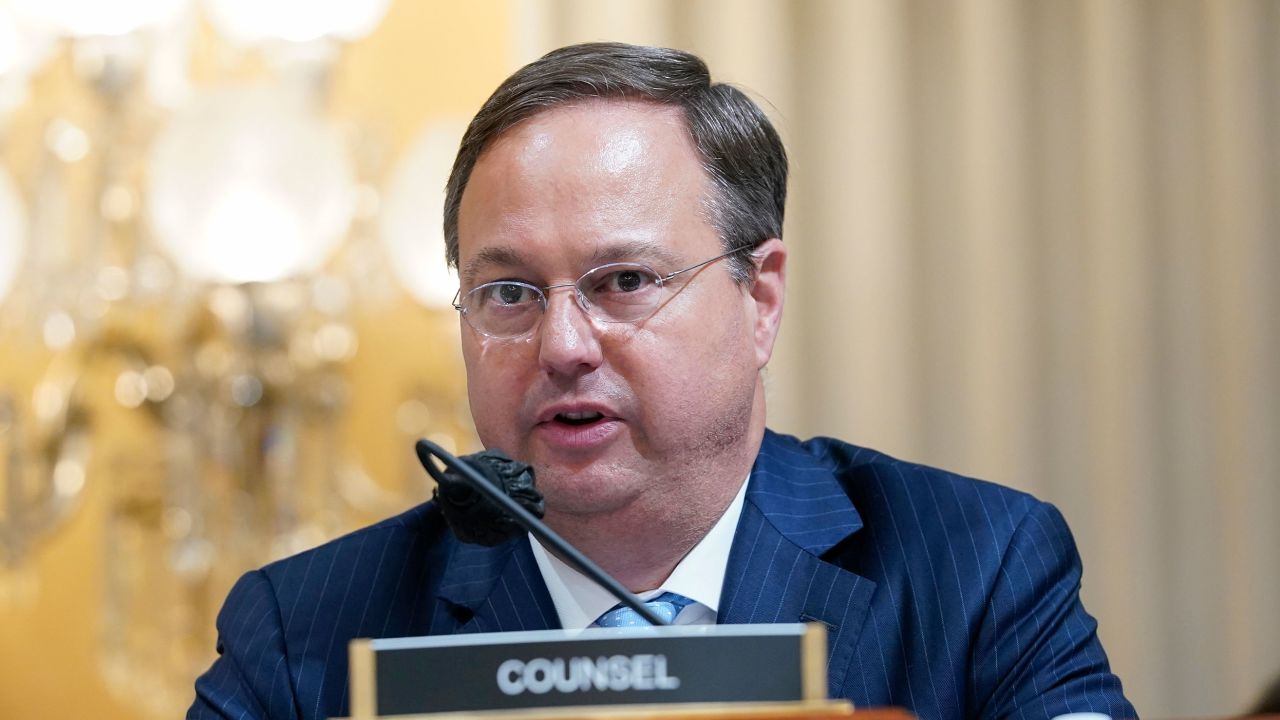 John Wood, then-committee investigative staff counsel for the House select committee investigating the January 6, 2021, attack on the Capitol, speaks at a hearing in Washington on June 16.