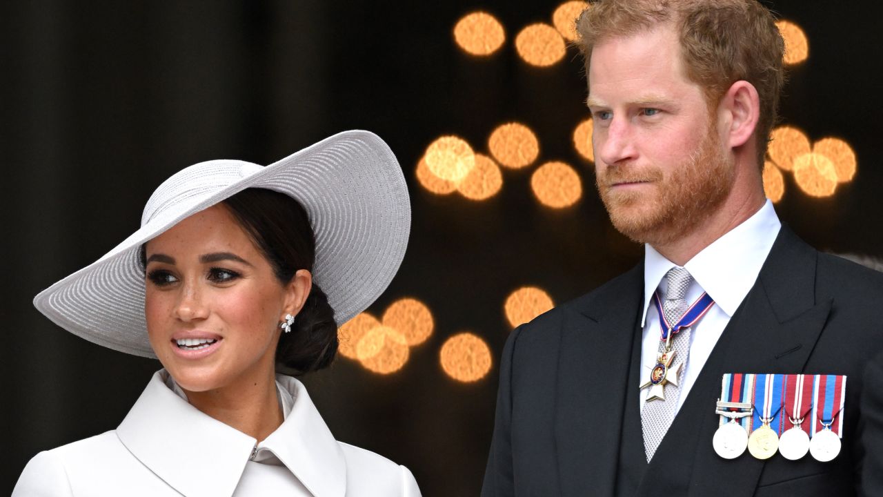 Meghan, Duchess of Sussex, and Prince Harry attend the National Service of Thanksgiving at St Paul's Cathedral in London on June 3 during the Platinum Jubilee.