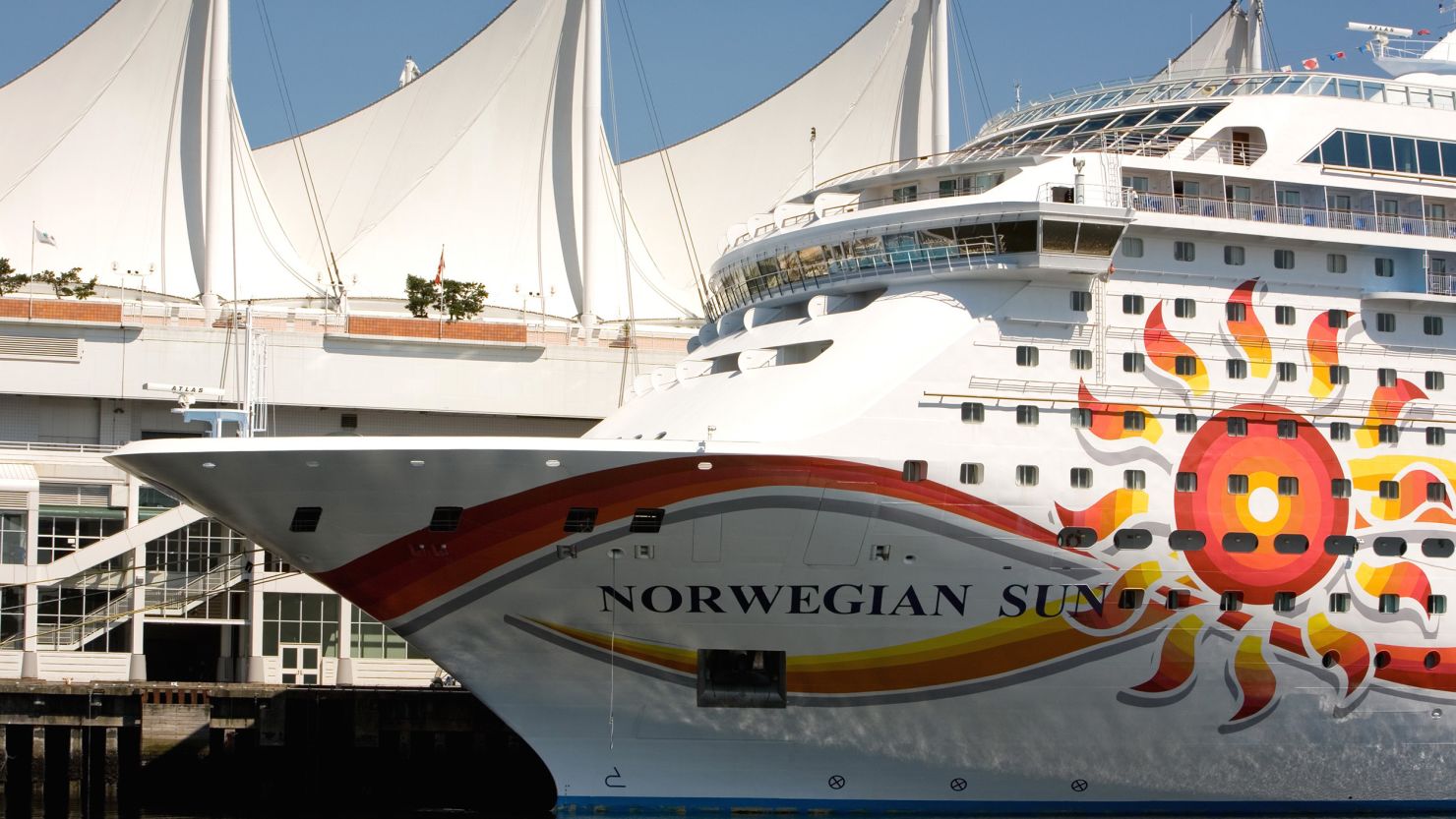 VANCOUVER, BC, CANADA - 2008:  The Norwegian Sun cruise ship is docked at the Seaport in this 2008 Vancouver, British Columbia, Canada, urban landscape photo. This West Coast Canadian city will host the 2010 Winter Olympics. (Photo by George Rose/Getty Images)