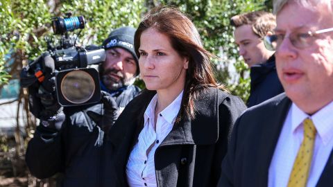 Laura Janke, shown outside the John Joseph Moakley United State Courthouse in Boston on March 25, 2019.