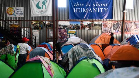 Many migrants waiting in Mexico live in camps along the border. 