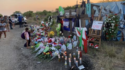 A makeshift memorial was set up on the road where the truck was found.