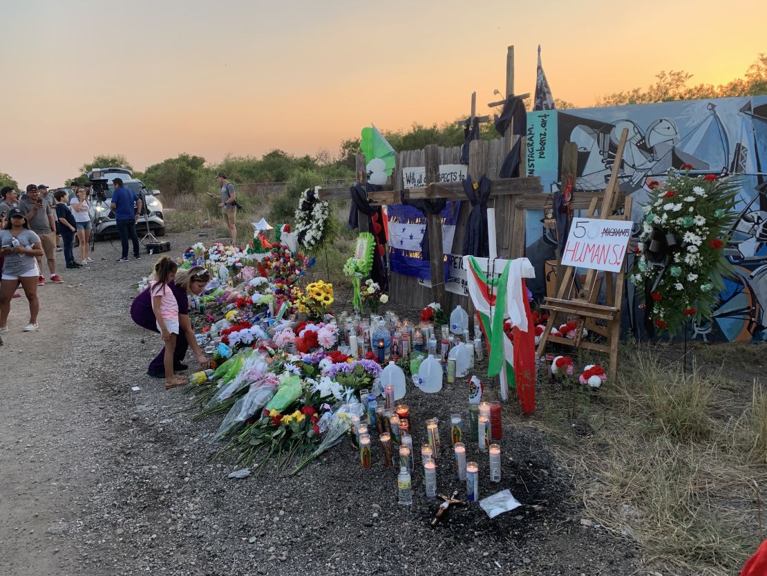 A makeshift memorial was set up on the road where the truck was found. 