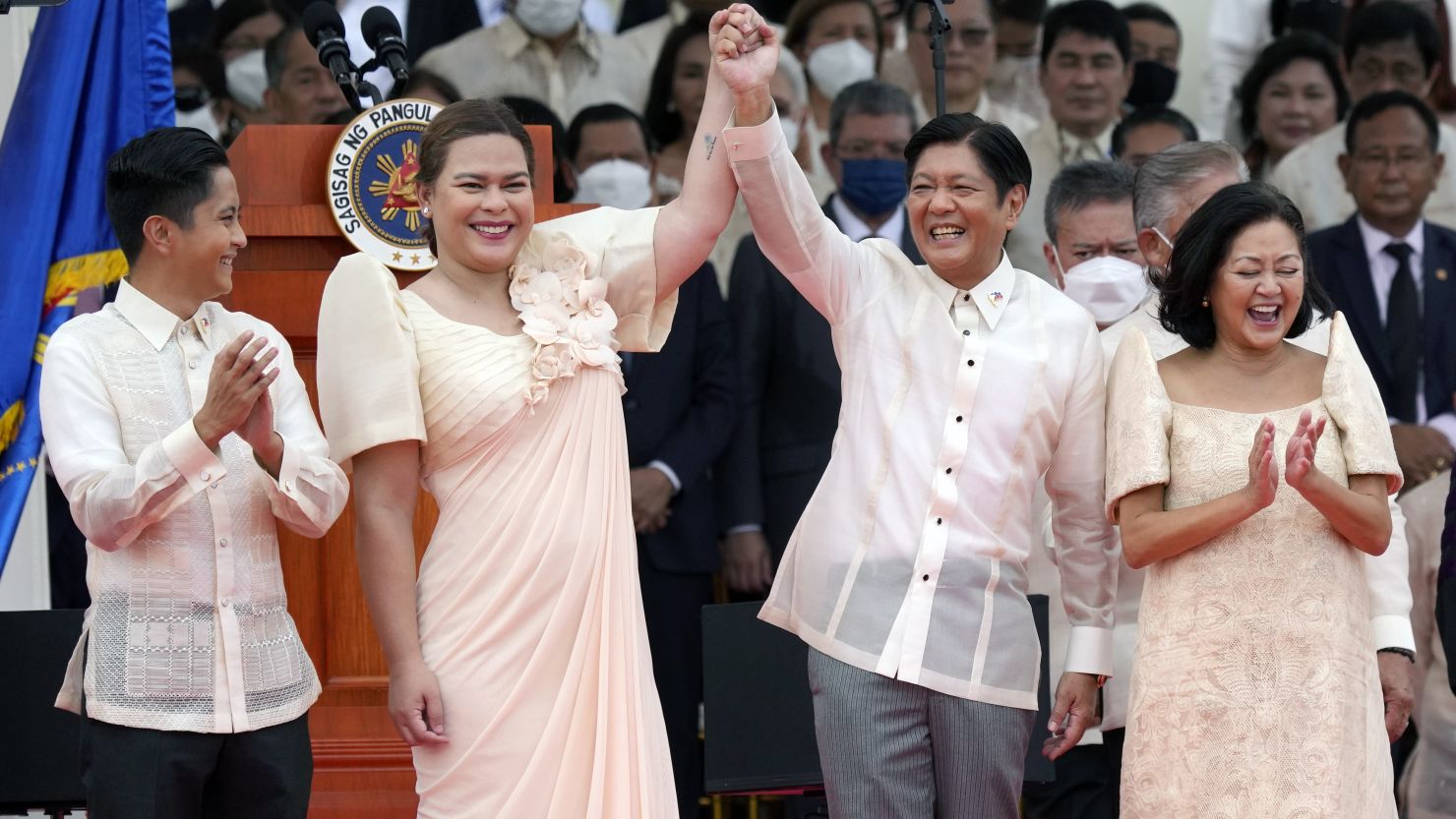 President Ferdinand Marcos Jr. and Philippine Vice President Sara Duterte during the inauguration ceremony at the National Museum on June 30 in Manila, Philippines. 