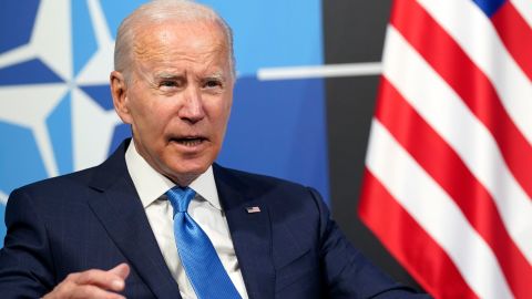 President Joe Biden speaks during a meeting at the NATO summit in Madrid on June 29, 2022. 