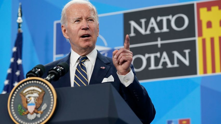 President Joe Biden speaks during a news conference on the final day of the NATO summit in Madrid, Thursday, June 30, 2022. (AP Photo/Susan Walsh)