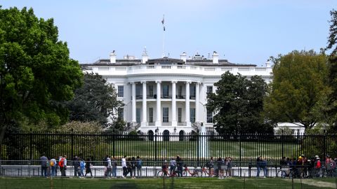 The south facade of the White House in Washington DC, United States on April 21, 2022. 