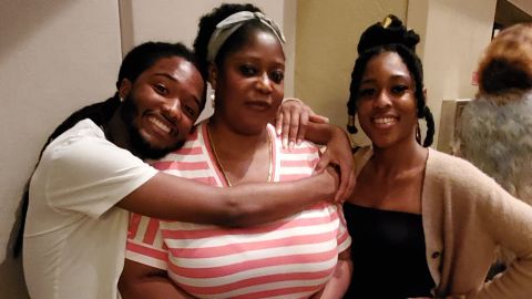 Tre Burrows, left, and Jenny Burrows, right, became unexpected parents after their mom Cindy Dawkins died from Covid-19.