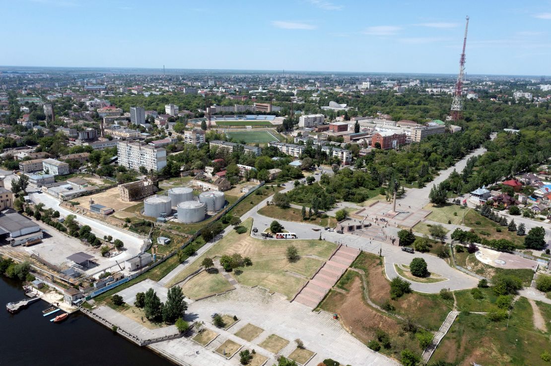 An aerial view shows the city of Kherson on May 20, 2022, amid the ongoing Russian military action in Ukraine. 