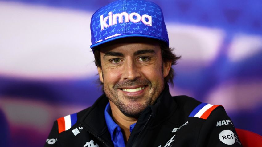 NORTHAMPTON, ENGLAND - JUNE 30: Fernando Alonso of Spain and Alpine F1 looks on in the Drivers Press Conference during previews ahead of the F1 Grand Prix of Great Britain at Silverstone on June 30, 2022 in Northampton, England. (Photo by Clive Rose/Getty Images)