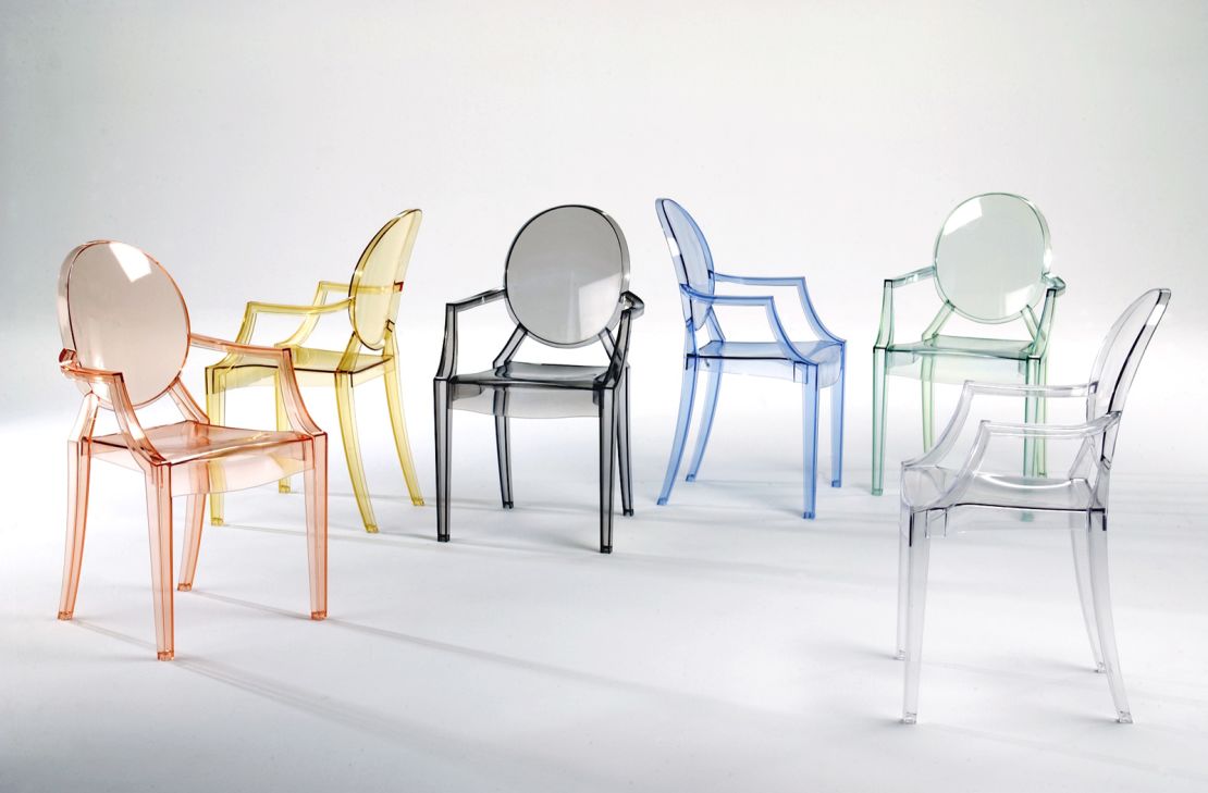 Philippe Starck's Louis Ghost chair. are a reimagining of Louis XV's throne.