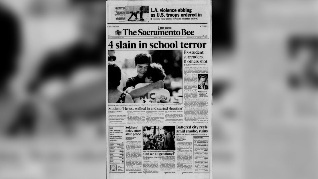 The shooting at Lindhurst High School -- an almost unheard of occurrence at the time -- made national  headlines. 