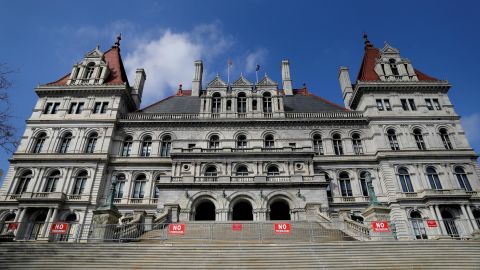 A view of the New York State Capitol in Albany, New York, U.S., March 3, 2021. 