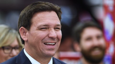 Florida Gov. Ron DeSantis reacts at a press conference at Samâs Club in Ocala, where he signed into law more than $1.2 billion in tax relief for Floridians, the largest tax relief package in Florida's history. 
