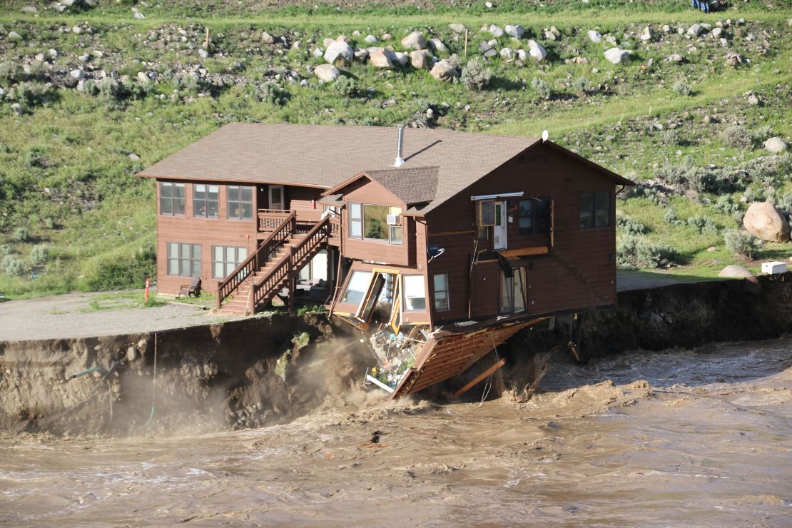 Employee housing fell into Yellowstone River during flooding on June 13, 2022.