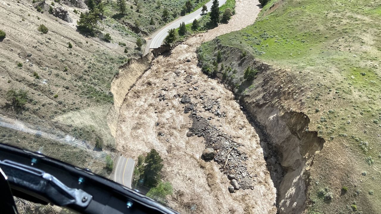 Yellowstone's North Entrance Road was washed out by the flooding.