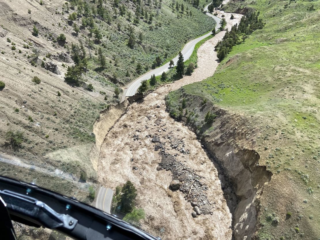 Yellowstone's North Entrance Road was washed out by the flooding.