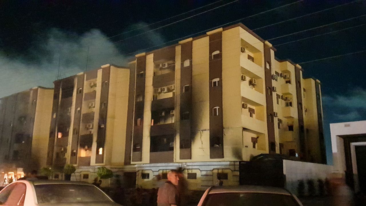 This picture taken early on July 2 shows a view of the building used by Libya's Tobruk-based parliament.
