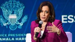 NEW ORLEANS, LOUISIANA - JULY 02: Vice President of the United States Kamala Harris speaks onstage during the 2022 Essence Festival of Culture at the Ernest N. Morial Convention Center on July 2, 2022 in New Orleans, Louisiana. (Photo by Paras Griffin/Getty Images for Essence)