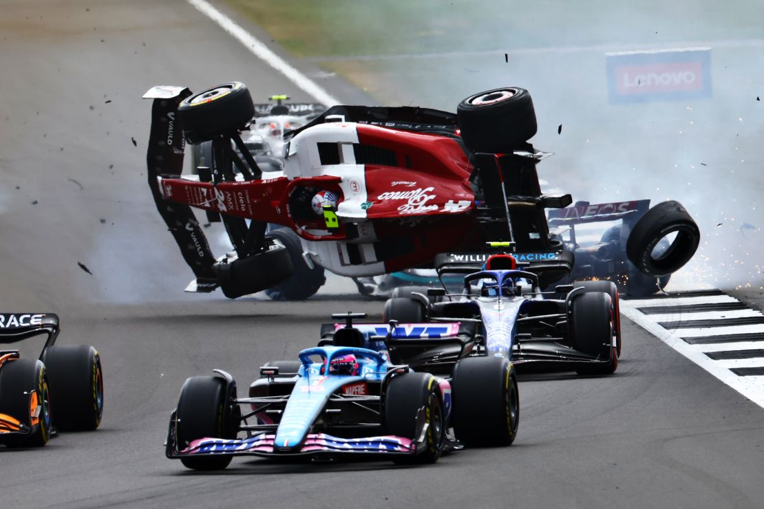 Zhou Guanyu's car escaped serious injury after his car was flipped upside down.