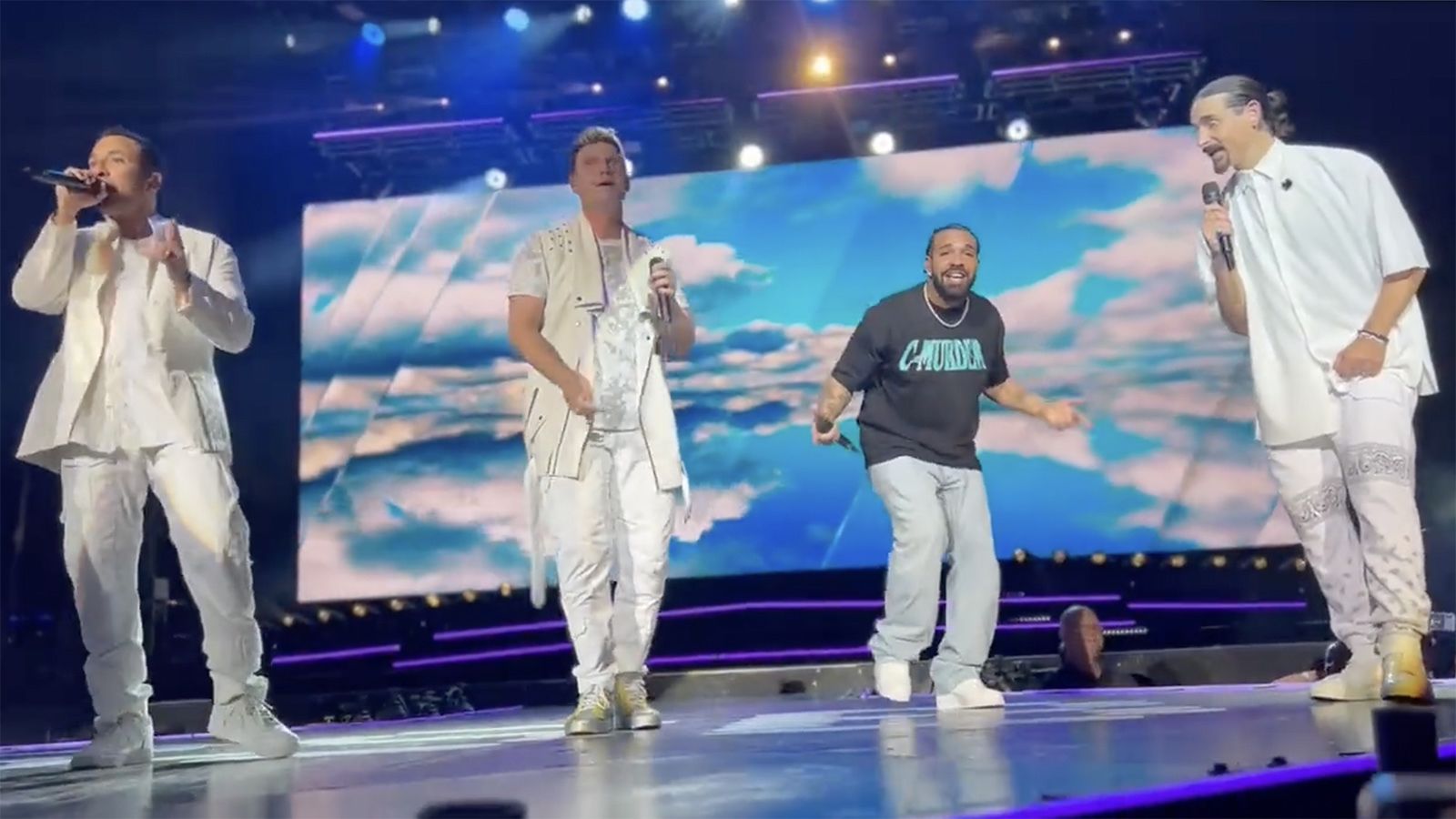 Drake has a nostalgic moment on stage with the Backstreet Boys