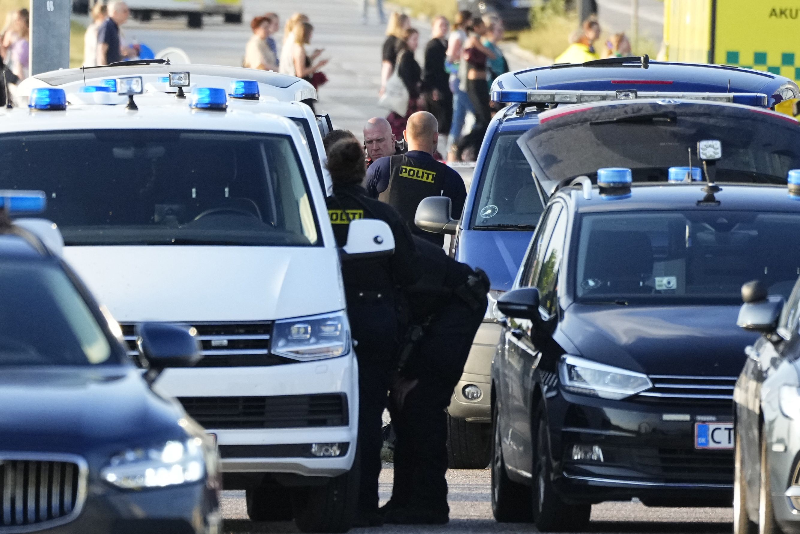 Police at the Field's shopping center in Copenhagen, Denmark, following a shooting on July 3.