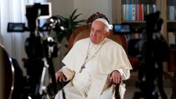 Pope Francis looks on during an exclusive interview with Reuters, at the Vatican, July 2, 2022. 