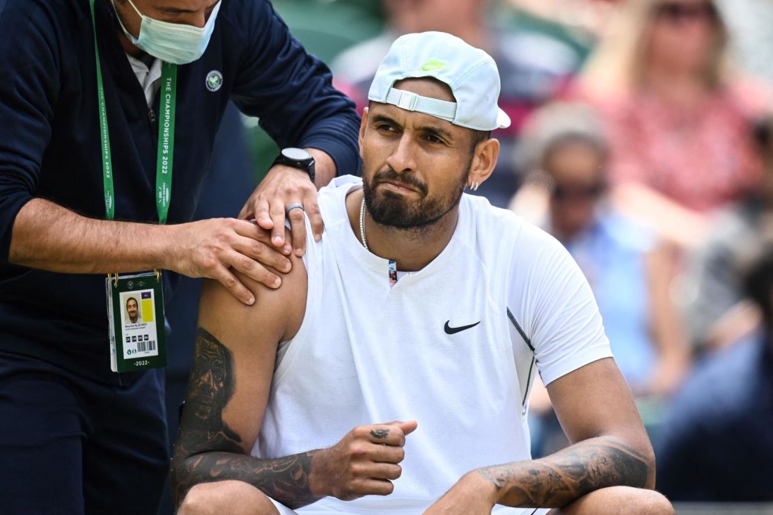 Kyrgios required medical treatment midway through his match against Nakashima. 