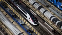An Inoui high speed train (TGV) arrives in the Part-Dieu railway station in Lyon, eastern France, on May 17, 2022.