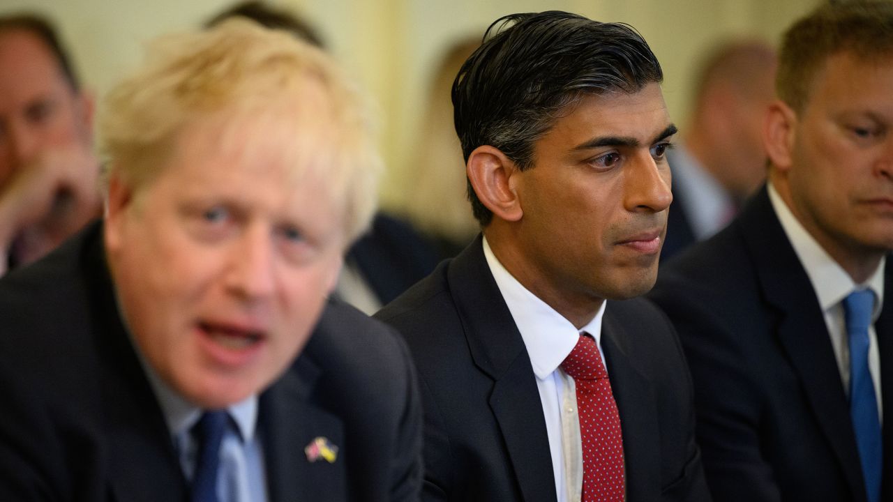 Johnson and Sunak at a cabinet meeting on June 7, 2022 in London, England. 