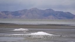 FILE - Mirabilite spring mounds are shown at the Great Salt Lake on May 3, 2022, near Salt Lake City. The Great Salt Lake has hit a new historic low for the second time in less than a year. Utah Department of Natural Resources said Monday, June 5, 2022, in a news release, the lake dipped Sunday to 4,190.1 feet. 
