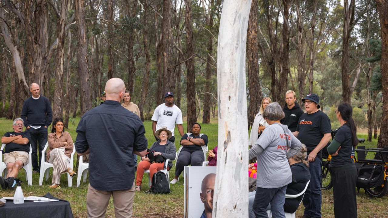 Pocock held a series of forums he called 'Politics in the park.'