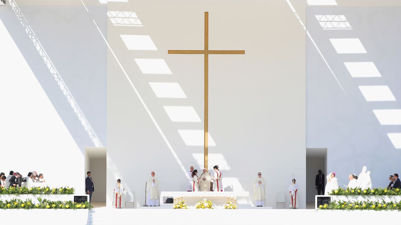 The Pope celebrates Mass in Abu Dhabi, United Arab Emirates, in February 2019. It was <a href="https://www.cnn.com/2019/02/05/middleeast/pope-uae-moments/index.html" target="_blank">the first time</a> a pope has visited an Arab Gulf state, and it was the first time a pope had celebrated Mass in the Arabian Peninsula, the birthplace of Islam.