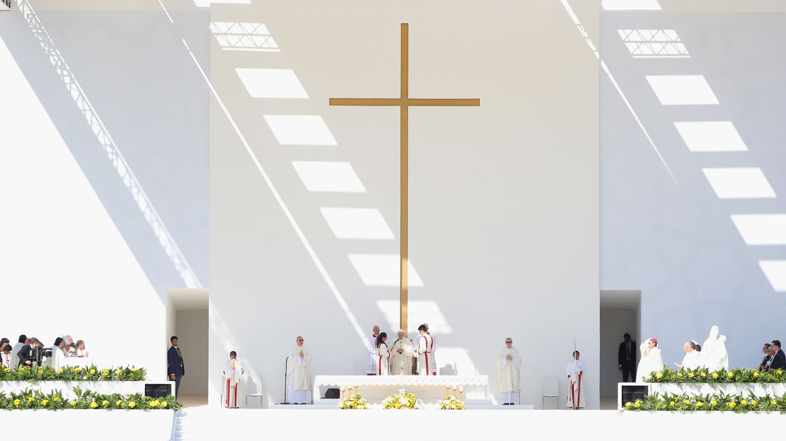 The Pope celebrates Mass in Abu Dhabi, United Arab Emirates, in February 2019. It was <a  target="_blank">the first time</a> a pope has visited an Arab Gulf state, and it was the first time a pope had celebrated Mass in the Arabian Peninsula, the birthplace of Islam.