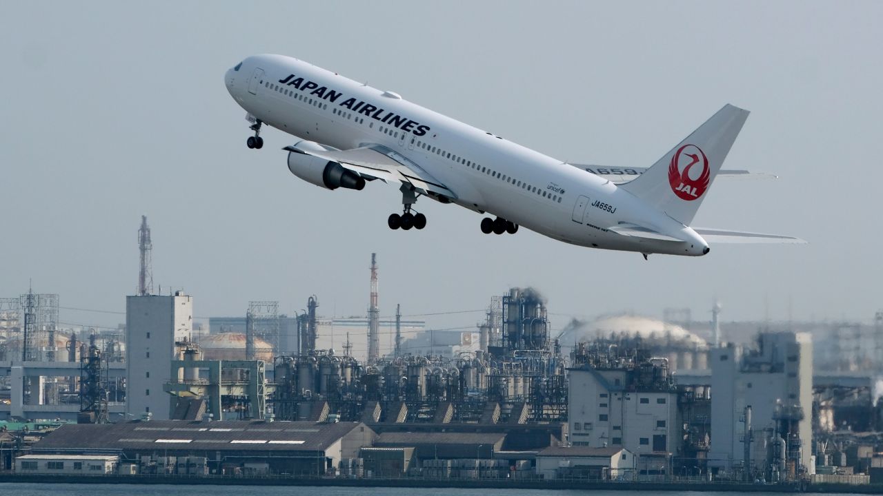 A Japan Airlines jet takes off from Haneda Airport in Tokyo in 2019. 