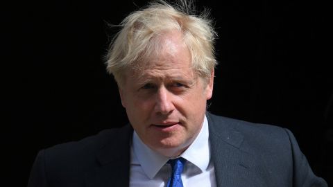 UK Prime Minister Boris Johnson as he leaves 10 Downing Street in central London on Wednesday to head to the Houses of Parliament for the weekly Prime Minister's Questions session.
