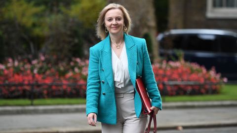 Truss walks from Downing Street for the weekly cabinet meeting to be held in the  Foreign and Commonwealth Office on September 30, 2020 in London, England. 