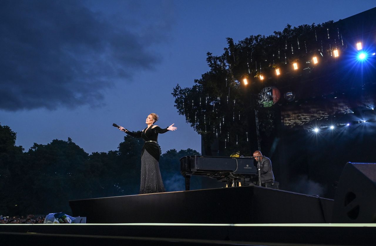 Singer Adele performs in London's Hyde Park on Friday, July 1.