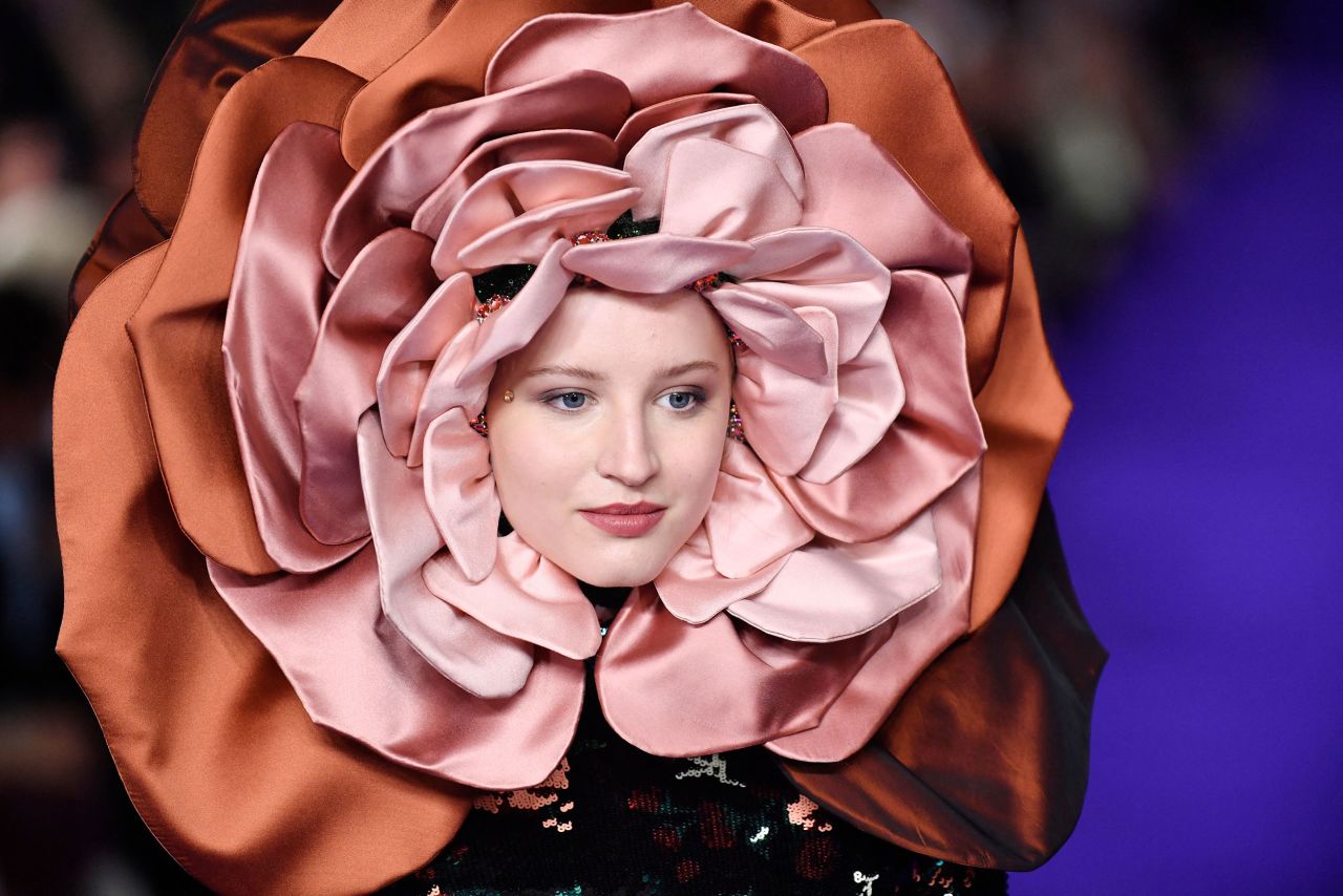 A model takes part in an Alexis Mabille fashion show in Paris on Tuesday, July 5.