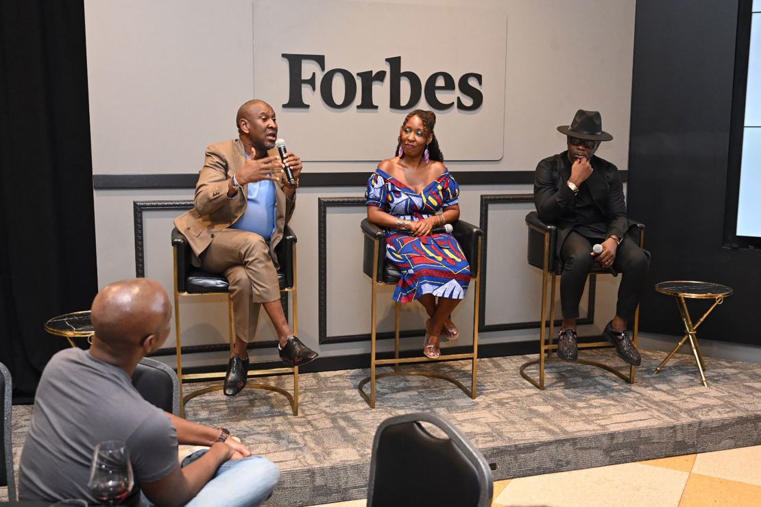 Akintoye Akindele speaks at the launch of his book 'A Love Affair with Failure: When Hitting Bottom Becomes a Launchpad to Success,' jointly written with Olakunle Soriyan.
