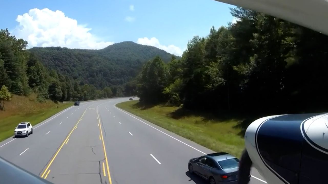 plane emergency landing highway north carolina