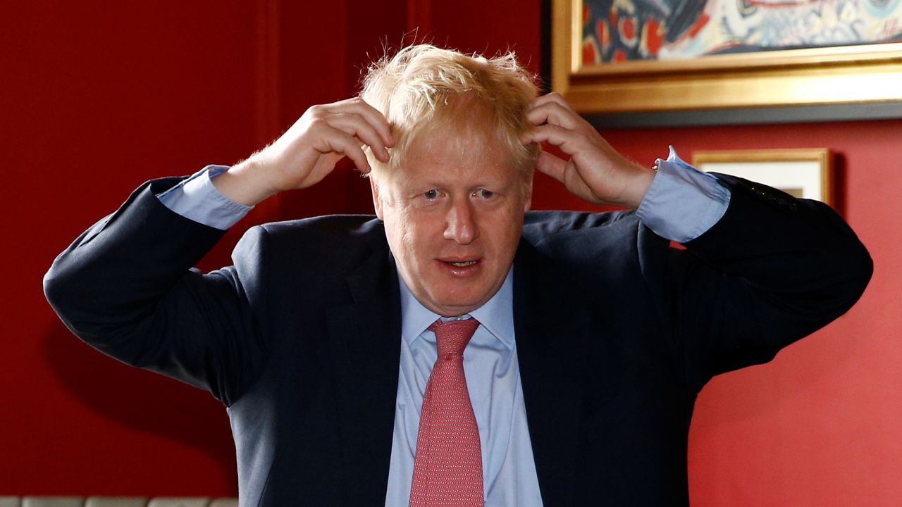 LONON, ENGLAND - JULY 10: Boris Johnson, a leadership candidate for Britain's Conservative Party, visits Wetherspoons Metropolitan Bar to meet with JD Wetherspoon chairman Tim Martin on July 10, 2019 in London, England. (Photo by Henry Nicholls WPA Pool/Getty Images)