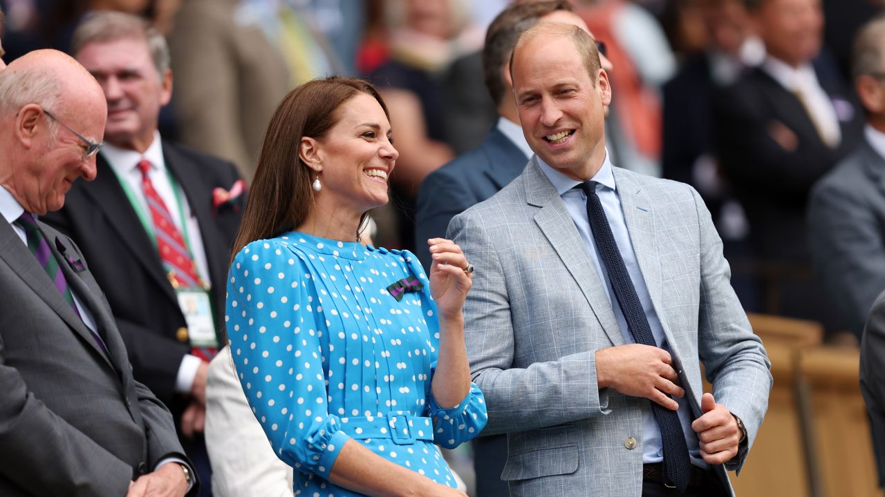 The Duke and Duchess of Cambridge watch from the Royal Box as Novak Djokovic of Serbia defeats Jannik Sinner of Italy in the Wimbledon men's singles quarter final match on July 5.