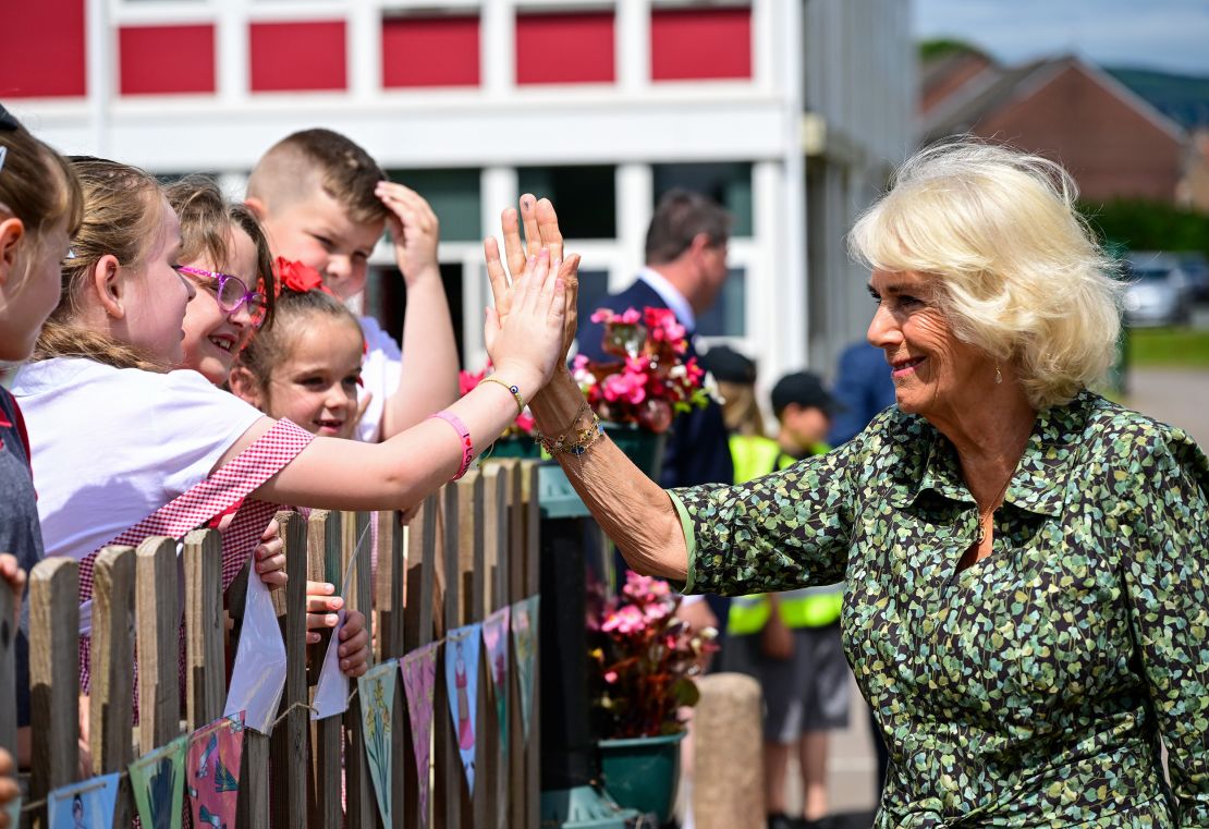 On day two, Camilla visited Millbrook Primary School in Newport, South Wales, to officially open their new library as part of the National Literacy Trust's nationwide Primary School Library Alliance campaign. The duchess is the trust's patron.