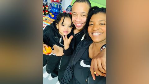 Angela Gregg with her 4-year-old son, Mychal Moultry, Jr., and his father, Mychal Moultry, Sr.