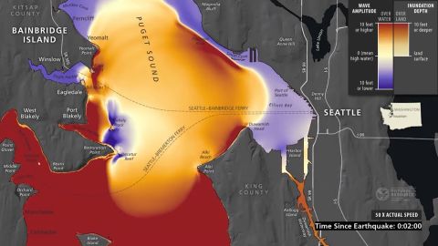 The Washington State Department of Natural Resources (DNR) has released a simulation that shows the impact of a major earthquake on the Seattle Fault.